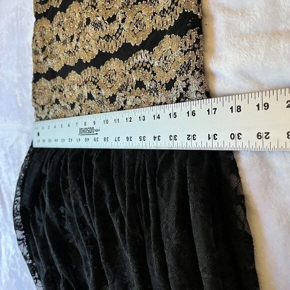 Patricia Wolf Gold Black Lace Layered Skirt Small Western Wear Ruffle Trim